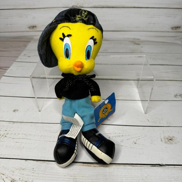 Looney Tunes Hip Hop Rap Tweety Bird 9" Plush Toy In Denim Hat & Jeans - Picture 1 of 7